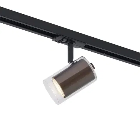 Moderný reflektor tmavý bronz s čírym sklom pre koľajnicový systém 1-fázový - Iconic Lloyd