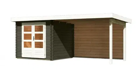 Drevený záhradný domček BASTRUP 2 s prístavkom Lanitplast