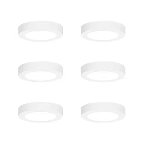 Sada 6 zapustených alebo povrchových bodových svetiel biela 14 cm vrátane LED 3-krokové stmievanie do tepla s prepínačom Dip - Trans