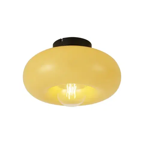 Retro Ceiling Lamp Black with Yellow Glass 30cm - Glaze