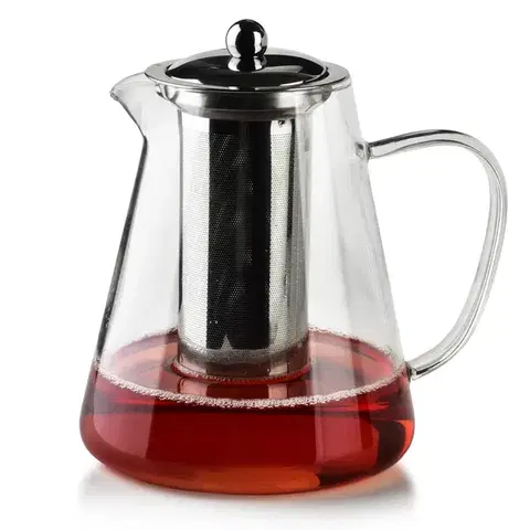 Sklenená čajová kanvica PETER 1,3 l číra/nerez