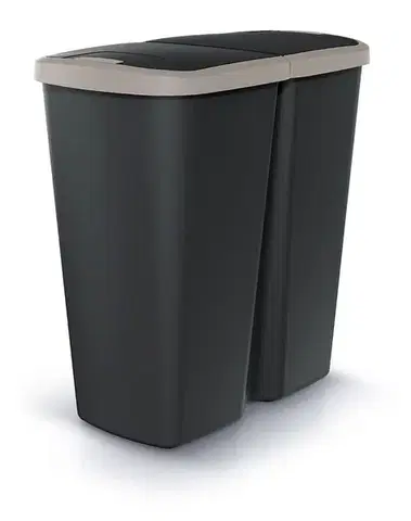 Odpadkový kôš COMPACTO DUA čierny/svetlohnedý