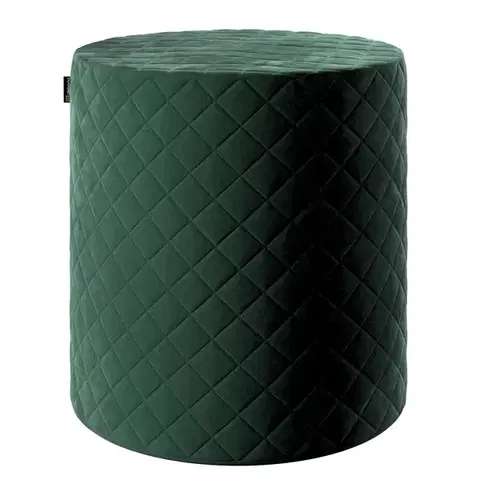 Dekoria Taburetka valec - prešívaná do kosoštvorcov, Mørkegrøn, ø 40, výška 40 cm, Velvet, 704-25