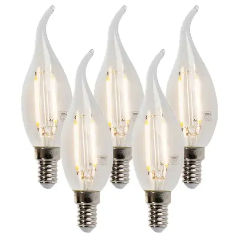 Sada 5 stmievateľných LED vláknových žiaroviek sviečok E14 250lm 2700K