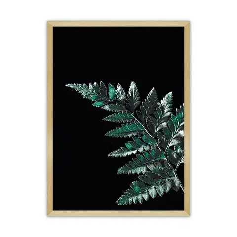 Dekoria Plagát Dark Leaf, 21 x  30 cm, Ramka: Złota