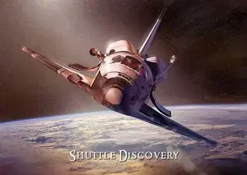 (B) 3D pohľadnica Shuttle Discovery