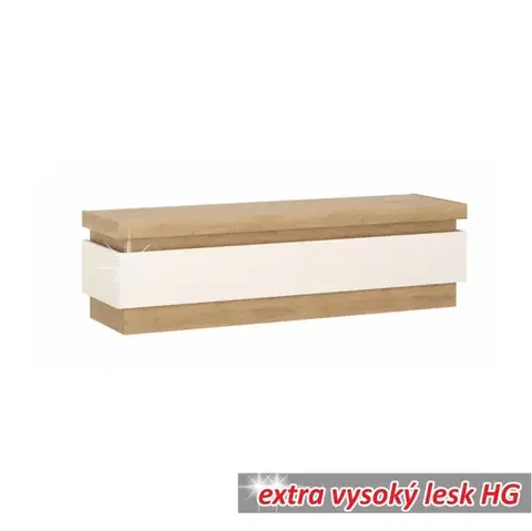 KONDELA Leonardo LYOF 1 tv stolík s osvetlením dub riviera / biela