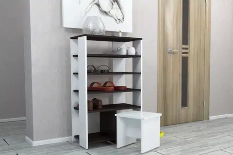 BRANKO policový regál na topánky, wenge/biela