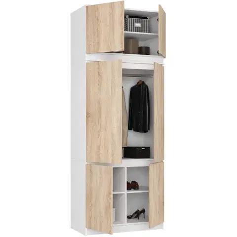 Šatníková skriňa s nadstavcom Star 02 90 cm biela/dub Sonoma