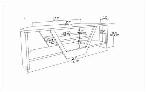 TV stolík Sares - Oak, White