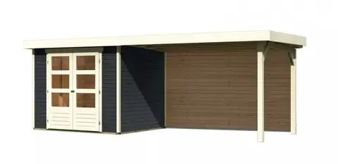 Drevený záhradný domček ASKOLA 3 s prístavkom 280 Lanitplast