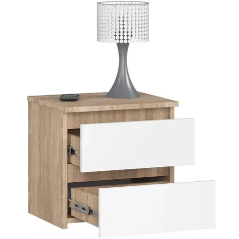 Nočný stolík CL2 40 cm dub sonoma/biely