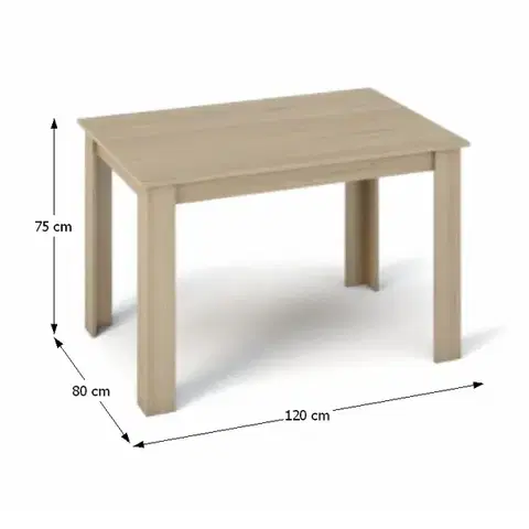 KONDELA Kraz jedálenský stôl 120x80 cm dub sonoma