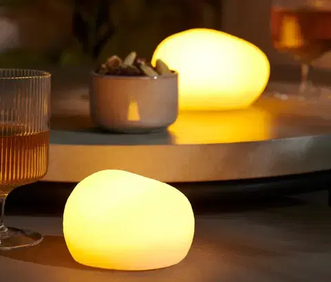 LED outdoorové ozdobné kamene, 2 ks