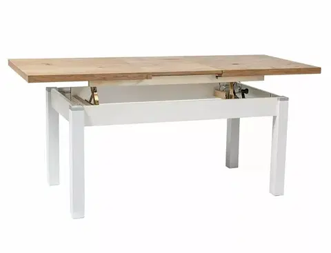 Rozkladací konferenčný stolík Kleopatra 124/164 cm dub lancelot/biely