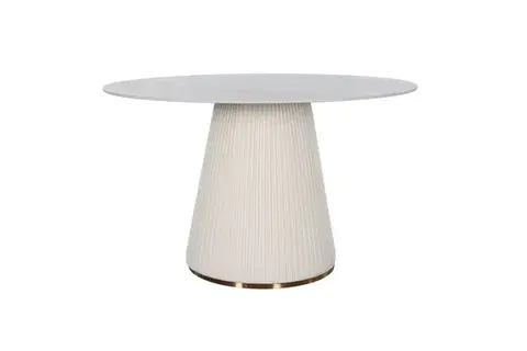 Jedálenský stôl Modig 120 cm eko koža ecru/mramor