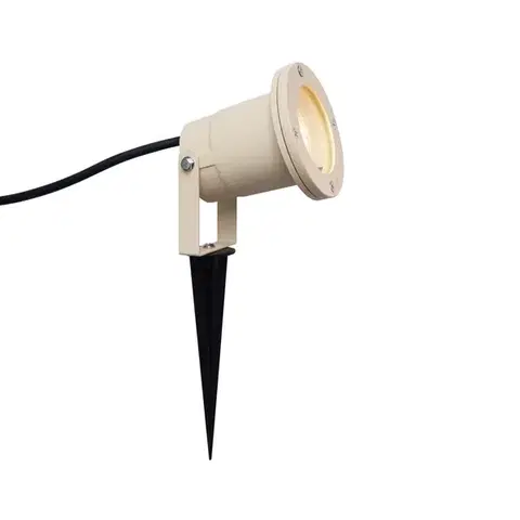 Bodové svietidlo so zemným hrotom béžové GU10 50 mm nastaviteľné IP65 vrátane kábla a zástrčky - Basic