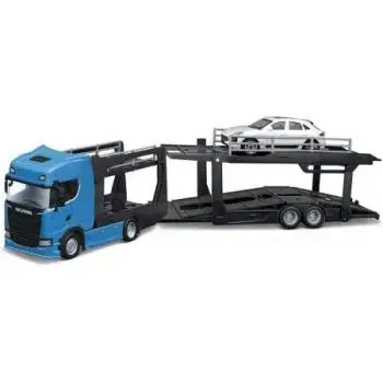 Bburago 1:43 Kamion Multicar Carrier Scania 770S Blue + Porsche Macan
