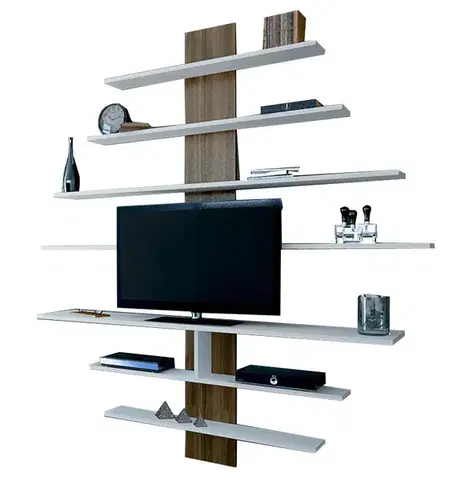 TV skrinka / Obývacia stena Zebra - White, Walnut