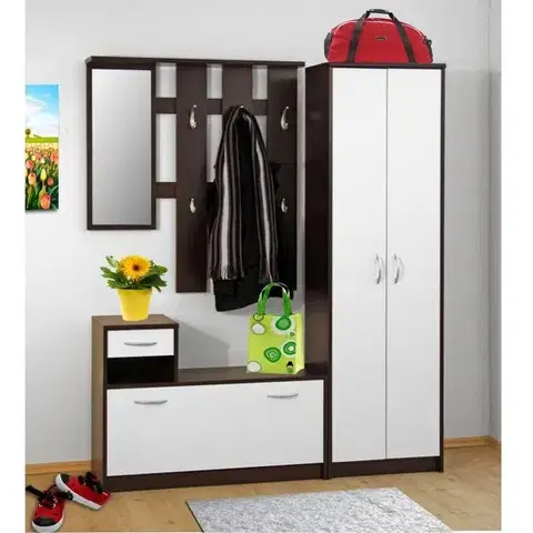 KONDELA Mecki predsieň wenge / biela
