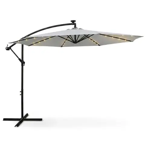 Záhradný slnečník MILIN s LED osvetlením 300 cm svetlosivý