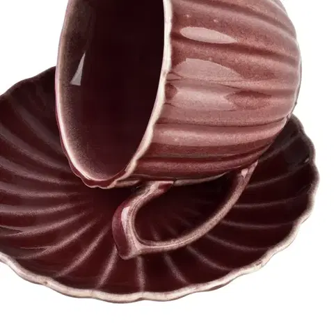 Šálka s podšálkou EVIE 300 ml burgundy