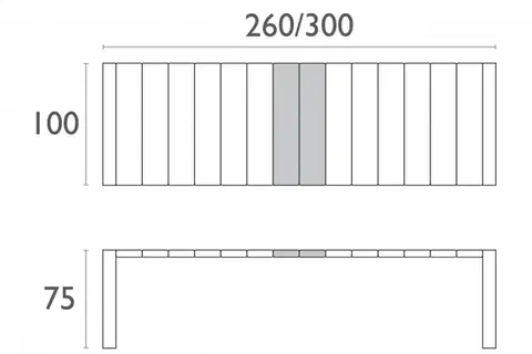 Rozkladací záhradný stôl 260+40 cm
