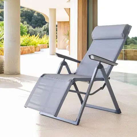 Hliníkové kreslo relaxačné MALTA (sivá)