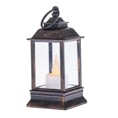 Lampáš s LED sviečkou Cremona bronzová, 6 x 13 cm