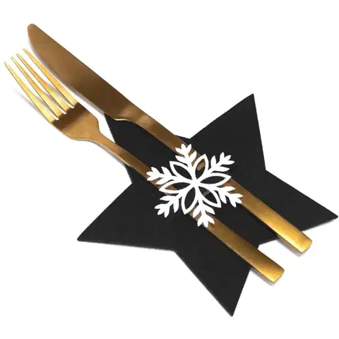 Vianočný obal na príbor Black Star 4 ks čierny