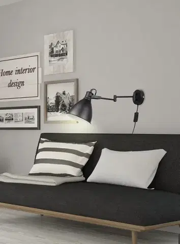 Nástenná lampa čierna nastaviteľná 1xE27 Espera