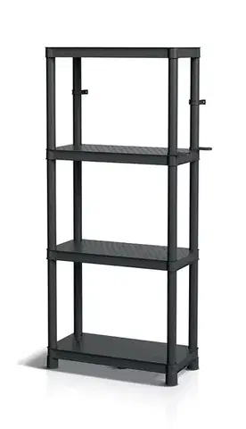 Plastový dielenský regál Stacker 58x131,5 cm čierny