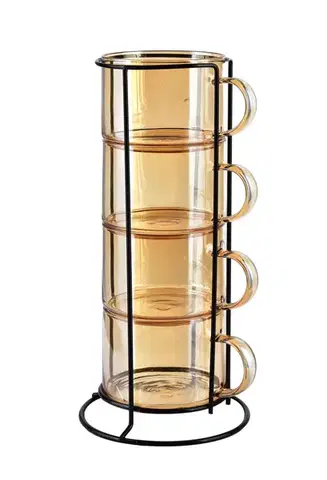 Súprava 4 ks sklenených pohárov PETER HONEY 350 ml žltá