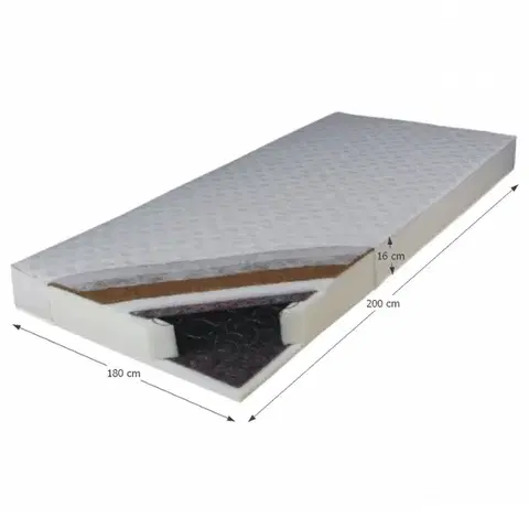 KONDELA Kokos Medium obojstranný pružinový matrac 180x200 cm pružiny / plsť / PUR / latex-kokos doska / látka