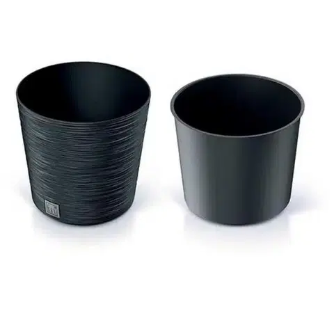 Kinekus Kvetináč plastový, priemer 300mm, FURU ROUND, antracit, výška 295mm s vložkou