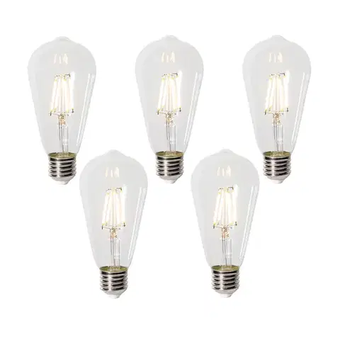 Sada 5 stmievateľných LED žiaroviek E27 ST64 číra 5W 600 lm 2700K