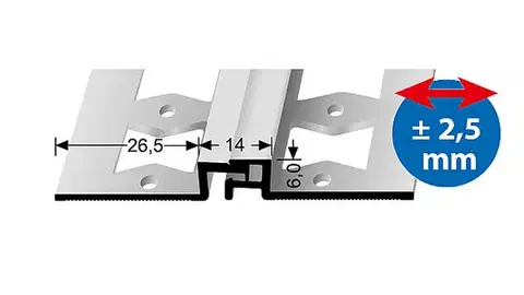Dilatačný profil pre krytiny do 6 mm (skrutkovací) | Küberit 319 G Stříbro F4