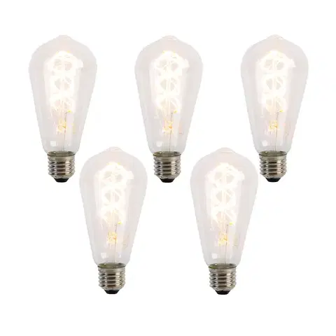 Sada 5 LED žiaroviek E27 so špirálovým vláknom ST64 5W 400 lm 2200K