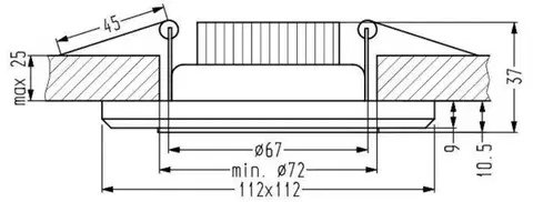 Stropné svietidlo chróm/biele štvorcové LED SSP-22