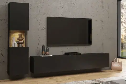 EMMA 09 moderný set skrinka + tv stolík čierna/ dub wotan