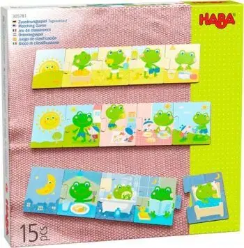 Haba drevené puzzle na učenie Denné aktivity a priraďovanie 15 ks