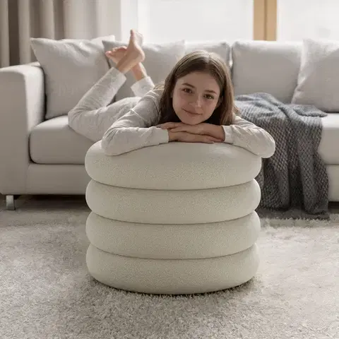 Taburet Mollis bouclé biely