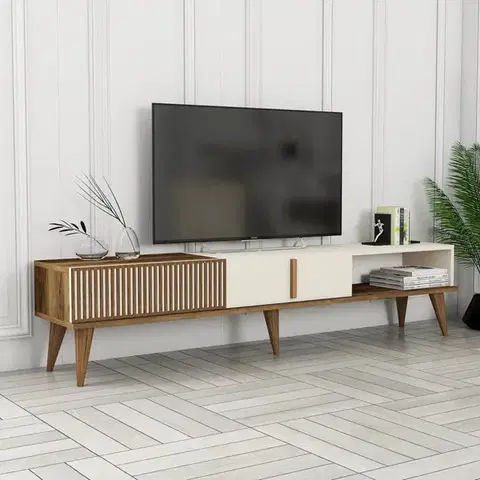 TV stolík Milan Alt - Walnut, Cream