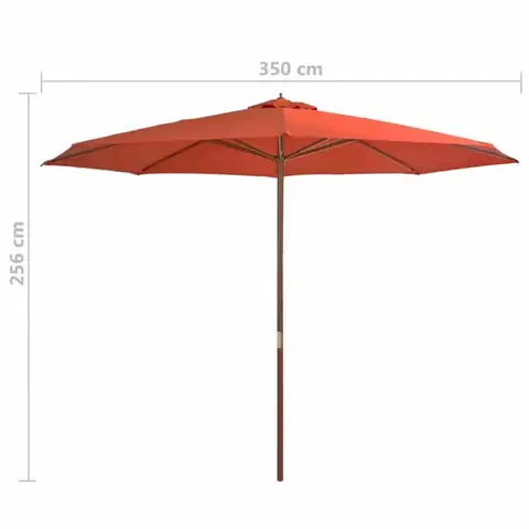 Slnečník Ø 350 cm látka / drevo Dekorhome