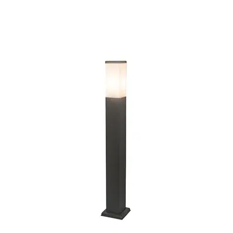 Moderné vonkajšie lampy na stĺp tmavosivá s opálom 80 cm IP44 - Malios