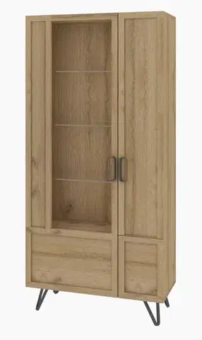 Vitrína z masívu BIMBO 12 s LED, dub divoký / artisan olej
