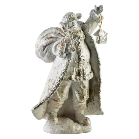 Vianočná figúrka svätý Mikuláš Santa Lila 41 cm biela