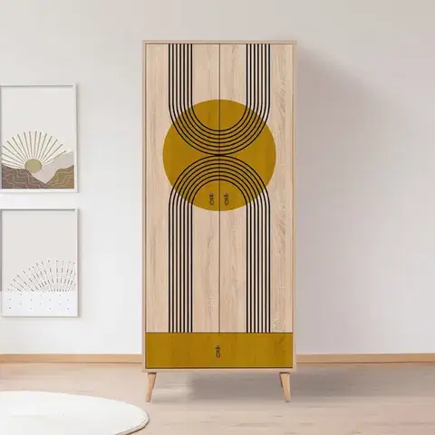 Šatníková skriňa Grandrop Sun 80 cm hnedá/viacfarebná