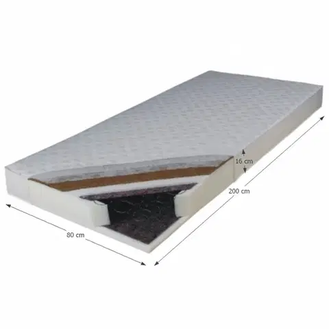 KONDELA Kokos Medium obojstranný pružinový matrac 80x200 cm pružiny / plsť / PUR / latex-kokos doska / látka