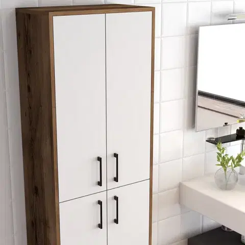 Viacúčelová skrinka Berlin A - Walnut, White
